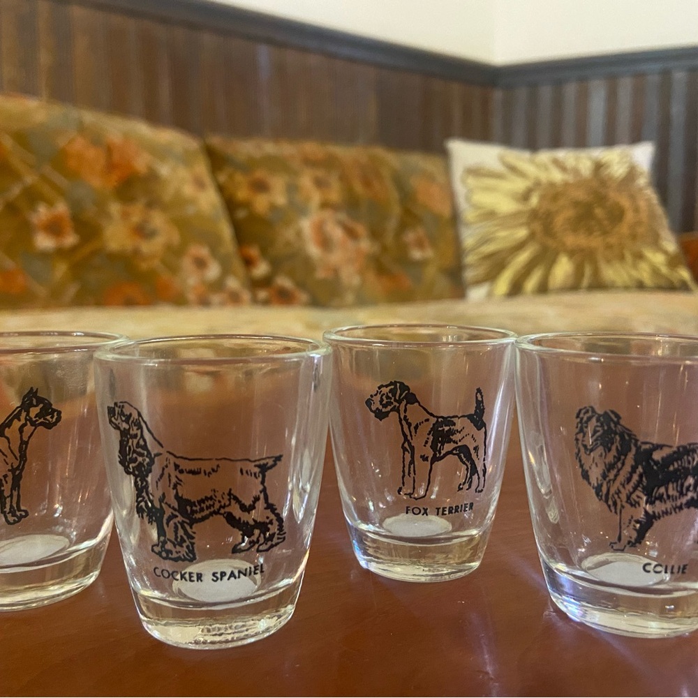Vintage Set of Dog Breed Shot Glasses